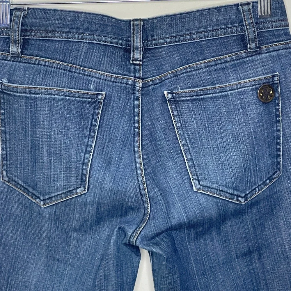 Tory Burch Women Bootcut Jeans Blue Wash Button Fly‎ Size 27